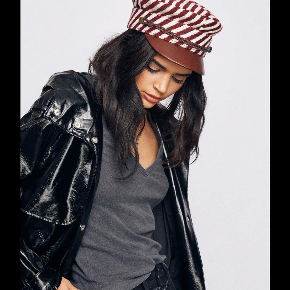 Brixton Red and White Striped Women's Hat